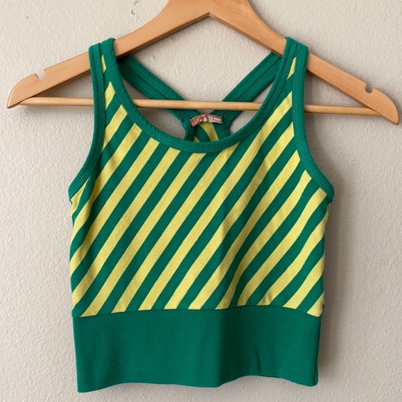 Tops - Green and Gold Crop Tank Top